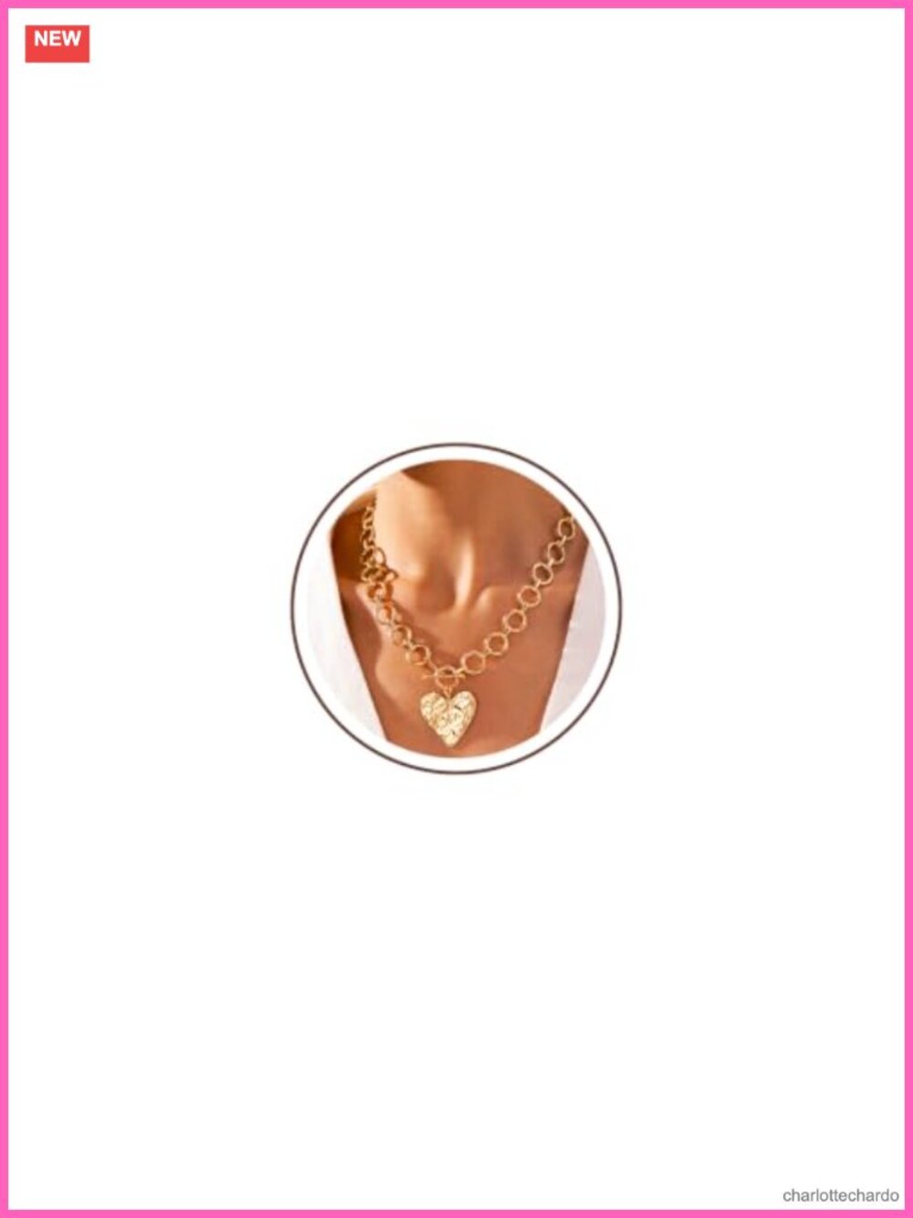 14K Gold Plated Chunky Hammered Heart Pendant Necklace for Women,